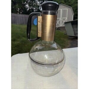 Vintage MCM Pyrex Silex 12 Cup Coffee Carafe Pot, Bakelite Lid & Handle 12.5" H